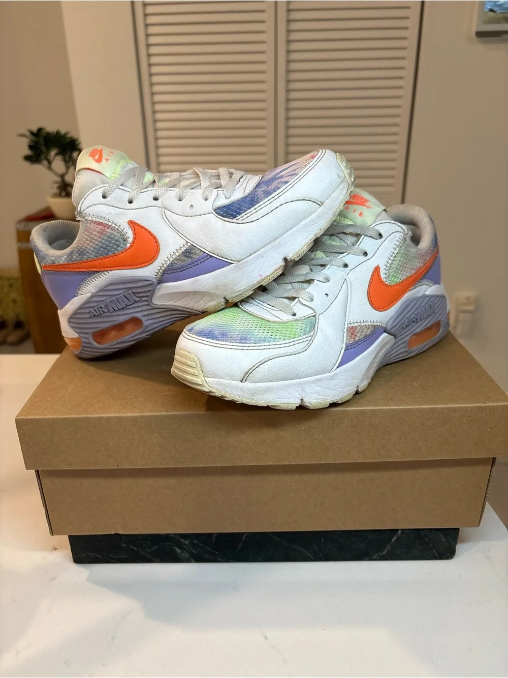 Nike Air Max Pastel Tie-Dye Sneakers with Orange Swoosh size 6.5 women’s